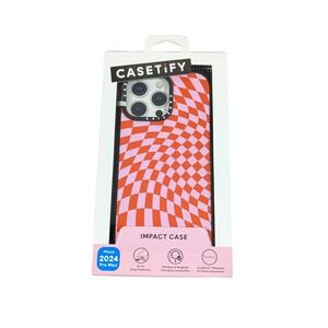 Aa8O CASETiFY Impact Case w/ Magsafe for iPhone 16 Pro Max - Strawberry Checkers